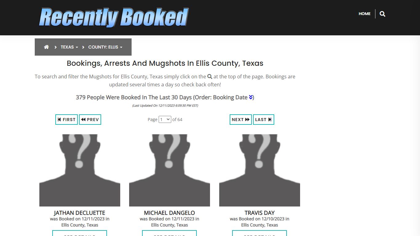 Recent bookings, Arrests, Mugshots in Ellis County, Texas - Recently Booked